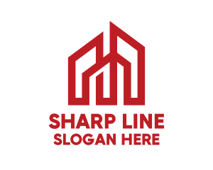 Red Sharp Tower Outline logo design