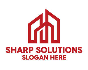 Red Sharp Tower Outline logo design