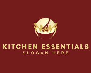 Kitchen Whisk Bowl logo design