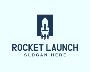 Rocket Paint Brush Renovation logo design