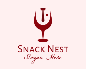 Necktie Wine Glass logo design