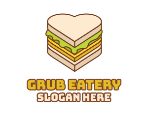 Heart Snack Sandwich  logo design