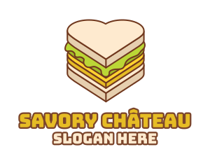 Heart Snack Sandwich  logo design