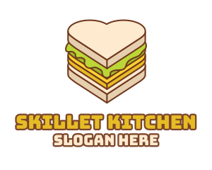 Heart Snack Sandwich  logo design