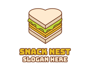 Heart Snack Sandwich  logo design