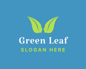 Human Face Leaf Wings logo design