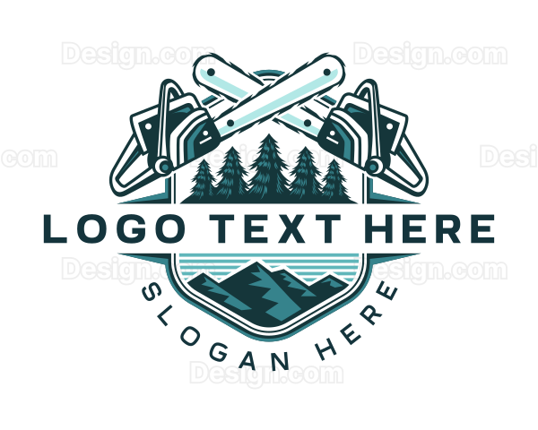 Chain Saw Woodcutter Logo