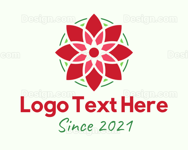 Red Poinsettia Flower Logo