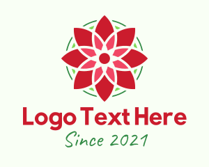 Red Poinsettia Flower logo