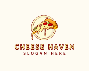 Cheesy Pizza Slice Meal logo design