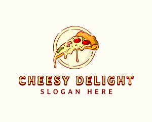 Cheesy Pizza Slice Meal logo design