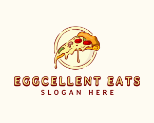 Cheesy Pizza Slice Meal logo design