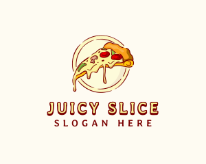 Cheesy Pizza Slice Meal logo design