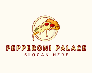 Cheesy Pizza Slice Meal logo design