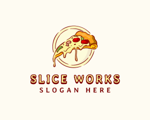 Cheesy Pizza Slice Meal logo design