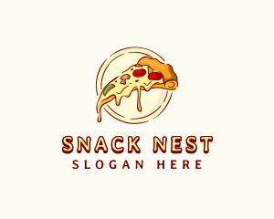 Cheesy Pizza Slice Meal logo design