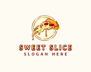 Cheesy Pizza Slice Meal logo design