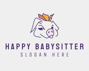 Happy Cowboy Pig logo design