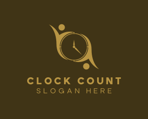 Human Fitness Clock logo design