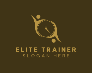 Human Fitness Clock logo design