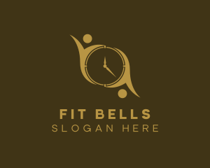 Human Fitness Clock logo design