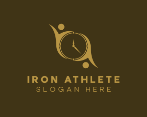 Human Fitness Clock logo design