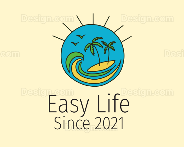 Tropical Vacation Island Logo