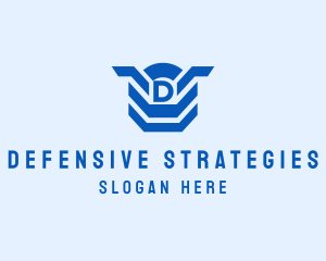 Geometric Shield Defense logo design