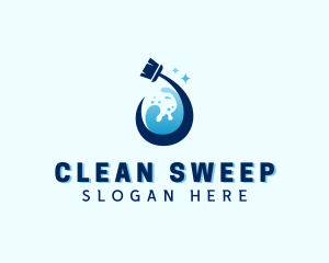 Water Mop Cleaning logo design