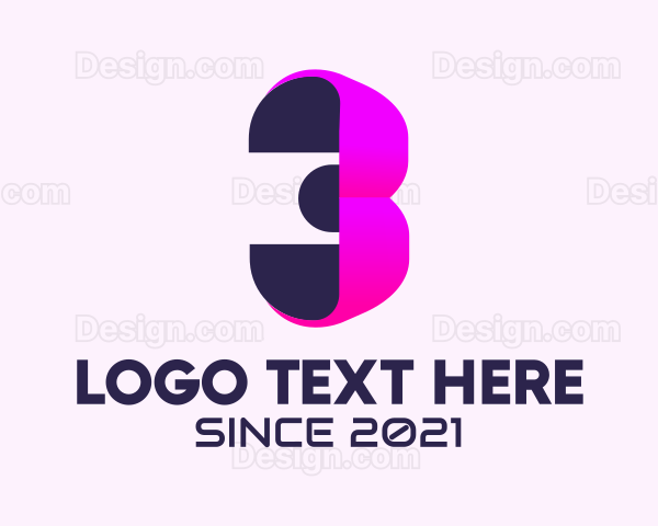 3D Modern Number 3 Logo