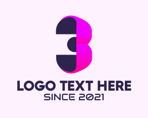 3D Modern Number 3 logo