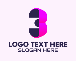 3D Modern Number 3 Logo