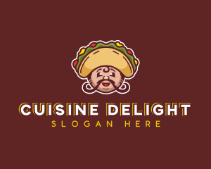 Mexican Taco Moustache logo design