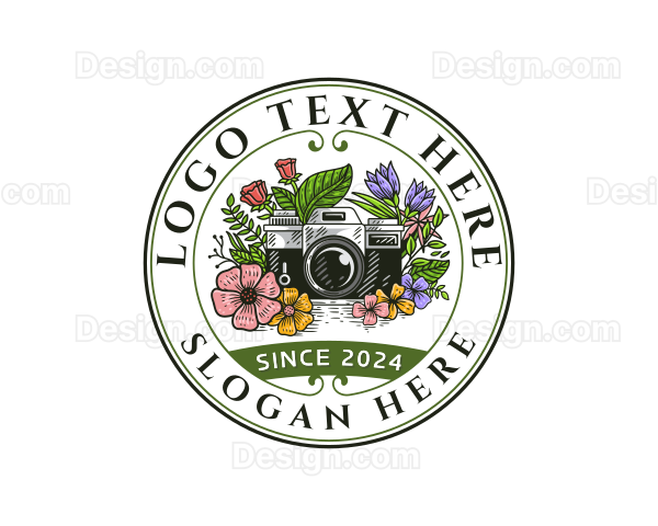 Floral Camera Photography Logo