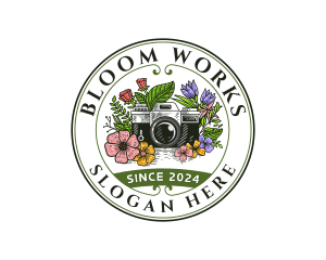 Floral Camera Photography logo design