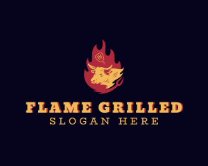 Cow Barbecue Grill logo design