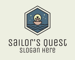 Sailing Ferry Hexagon Badge logo design