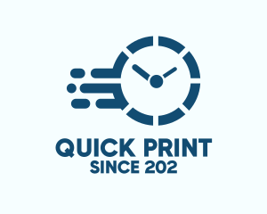 Blue Quick Clock  logo design