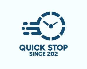 Blue Quick Clock  logo design