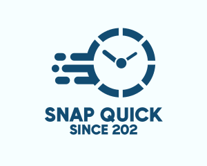 Blue Quick Clock  logo design