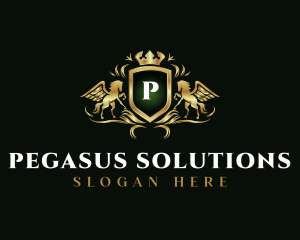 Pegasus Luxury Shield logo design