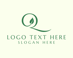 Elegant Leaf Letter Q  logo