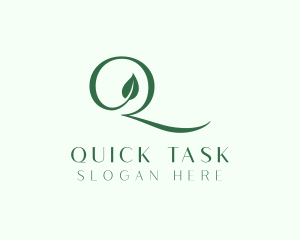 Elegant Leaf Letter Q  logo design