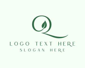 Elegant Leaf Letter Q  logo