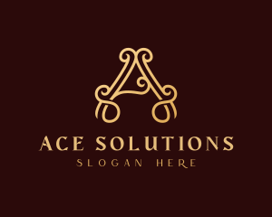 Gold Elegant Letter A logo design