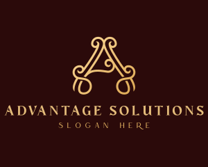 Gold Elegant Letter A logo design