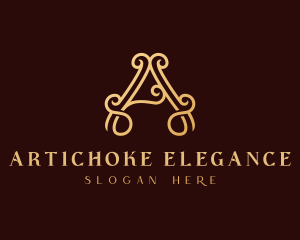 Gold Elegant Letter A logo design