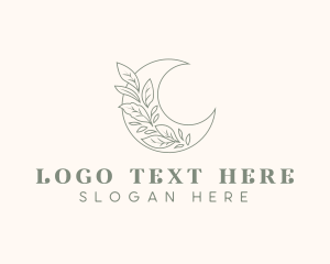 Leaves - Boho Moon Leaves logo design