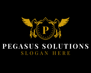 Pegasus Wings Shield  logo design