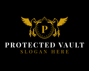 Pegasus Wings Shield  logo design